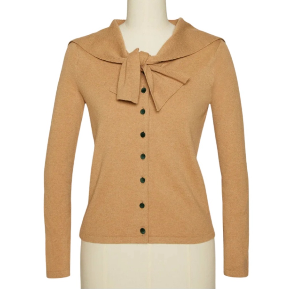 Leorosa Romy Cardigan N°002 | Camel | Bow Collar | NWT | Size M